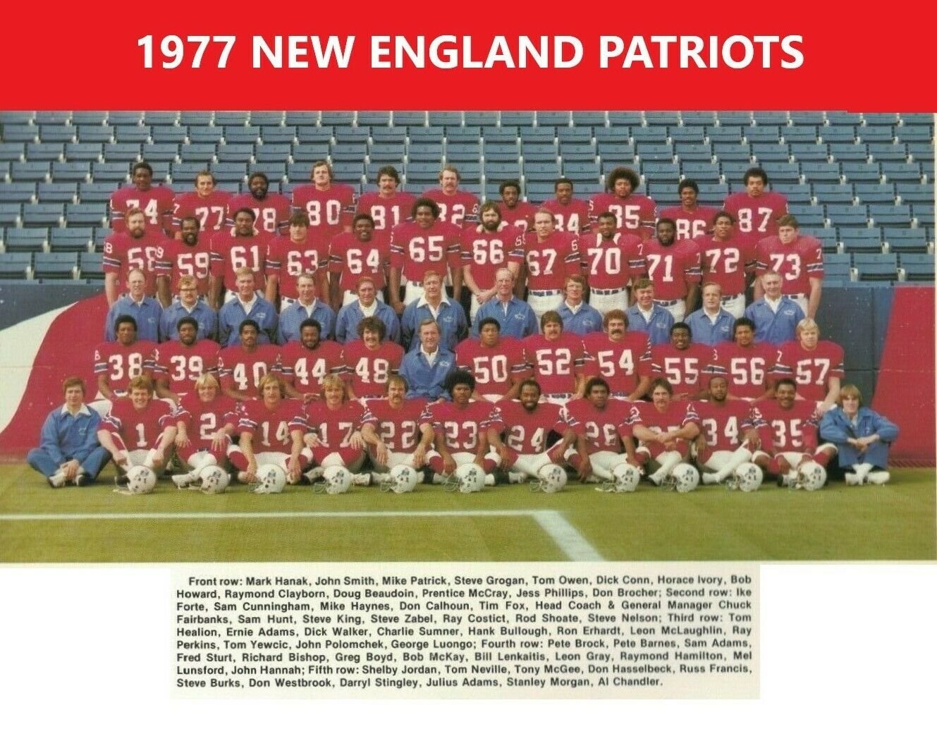 1977 NEW ENGLAND PATRIOTS 8X10 TEAM PHOTO FOOTBALL PICTURE NFL