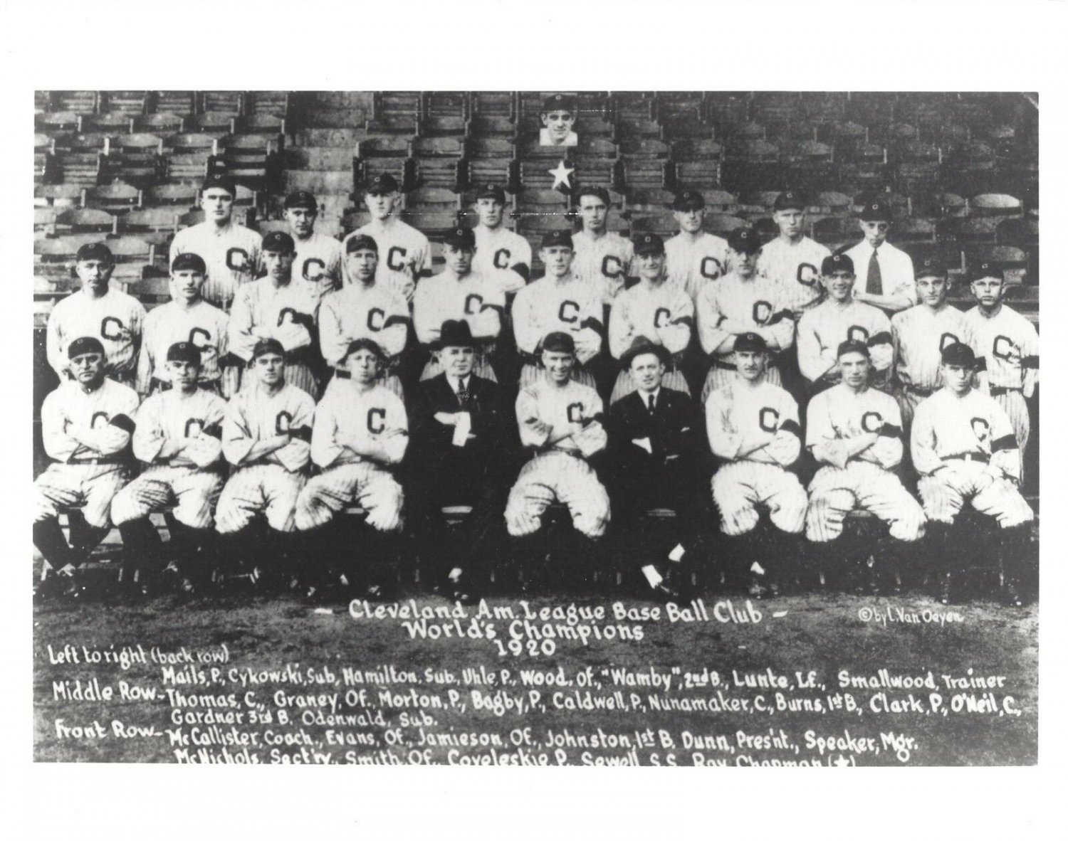 1920 CLEVELAND INDIANS 8X10 TEAM PHOTO BASEBALL PICTURE WORLD CHAMPS MLB