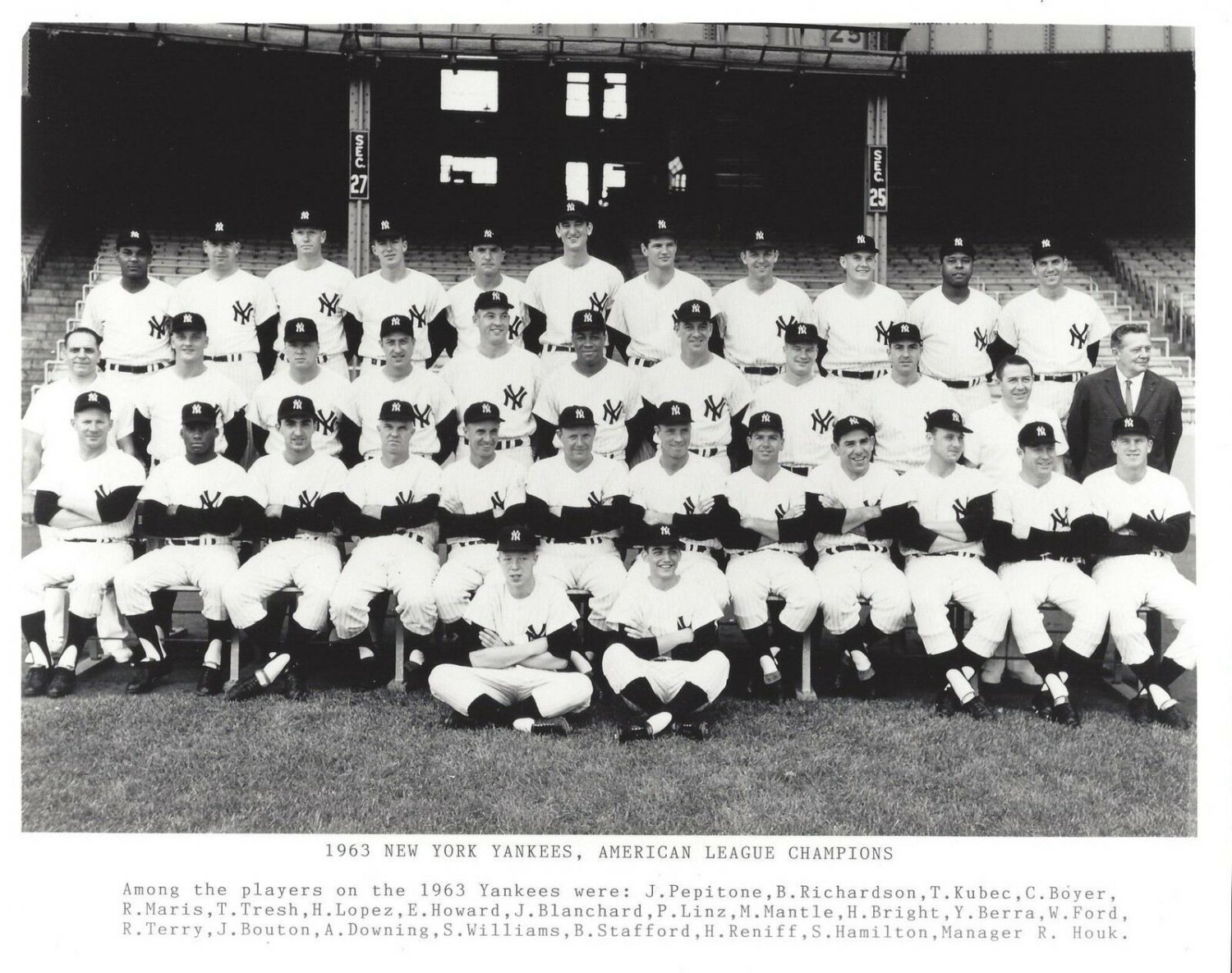 1963 NEW YORK YANKEES 8X10 TEAM PHOTO BASEBALL MLB PICTURE NY AL CHAMPS