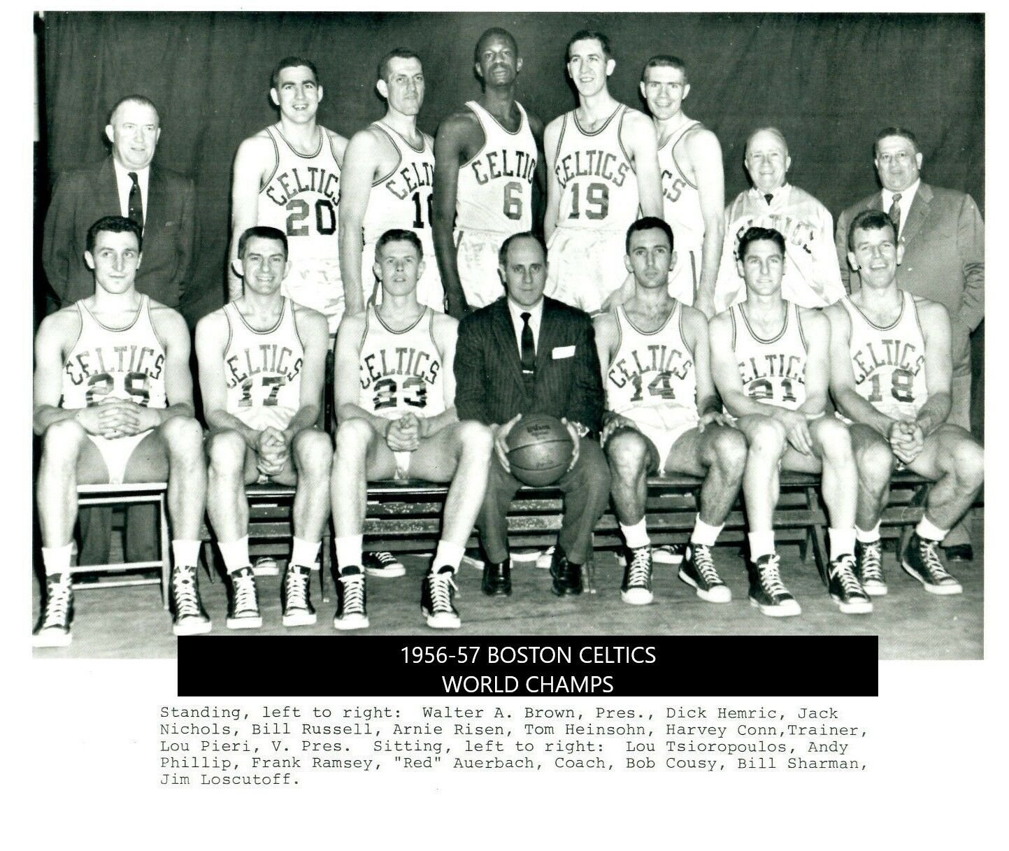 1956-57 BOSTON CELTICS 8X10 TEAM PHOTO BASKETBALL PICTURE NBA WORLD CHAMPS