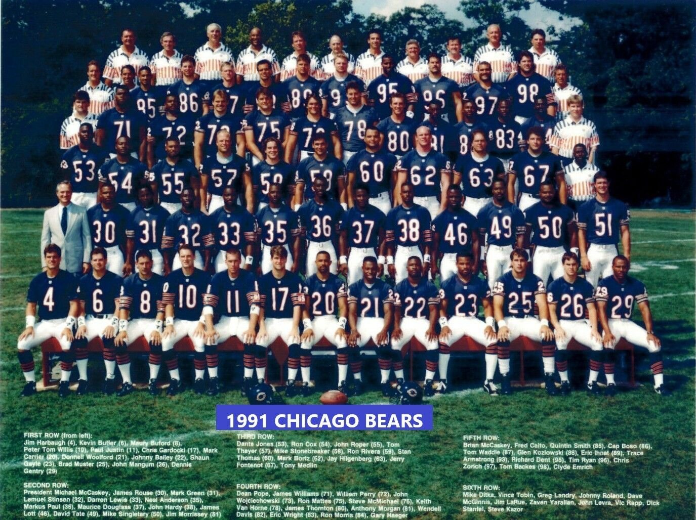 1991 CHICAGO BEARS 8X10 TEAM PHOTO FOOTBALL NFL PICTURE