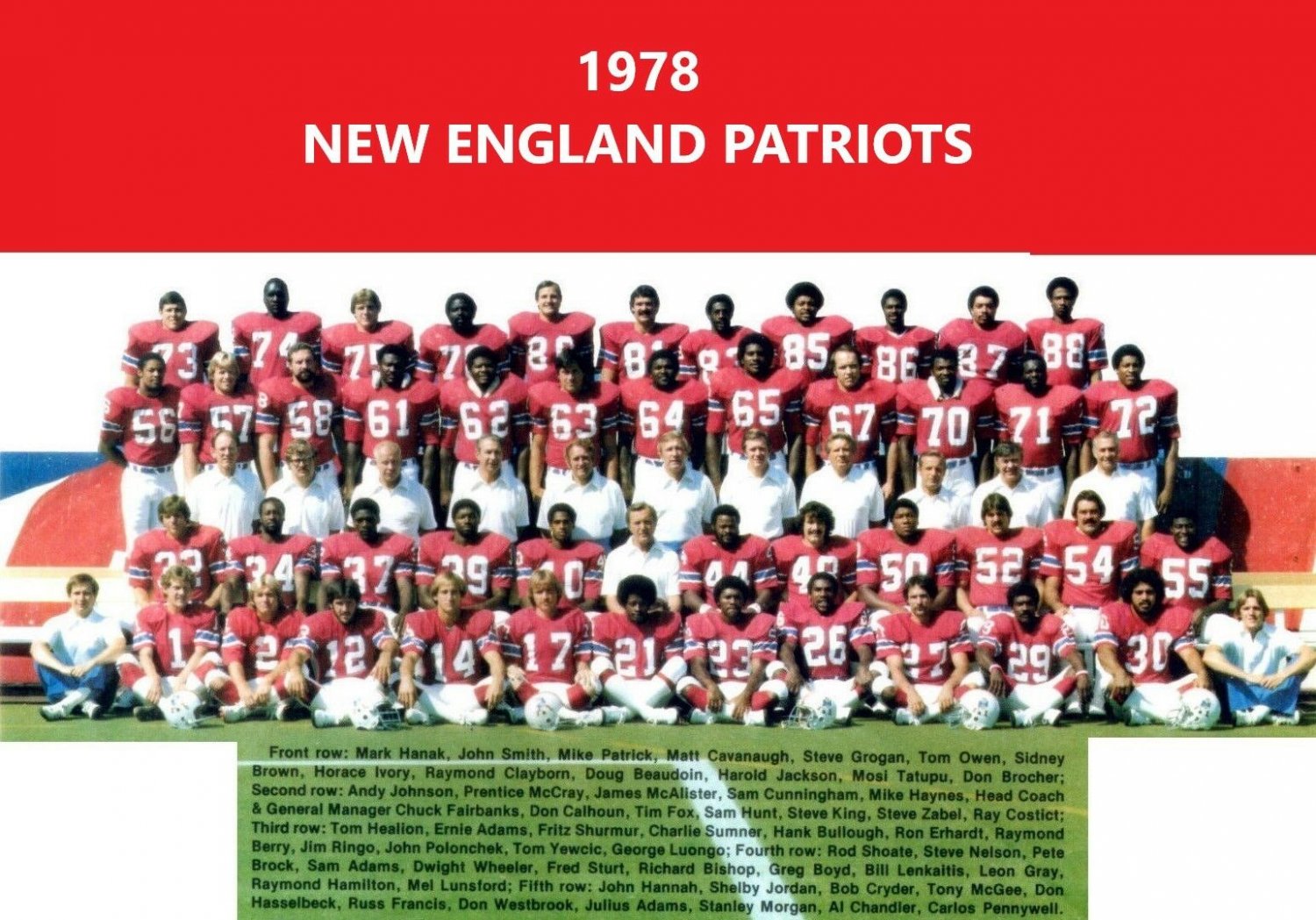 1978 NEW ENGLAND PATRIOTS 8X10 TEAM PHOTO FOOTBALL PICTURE NFL