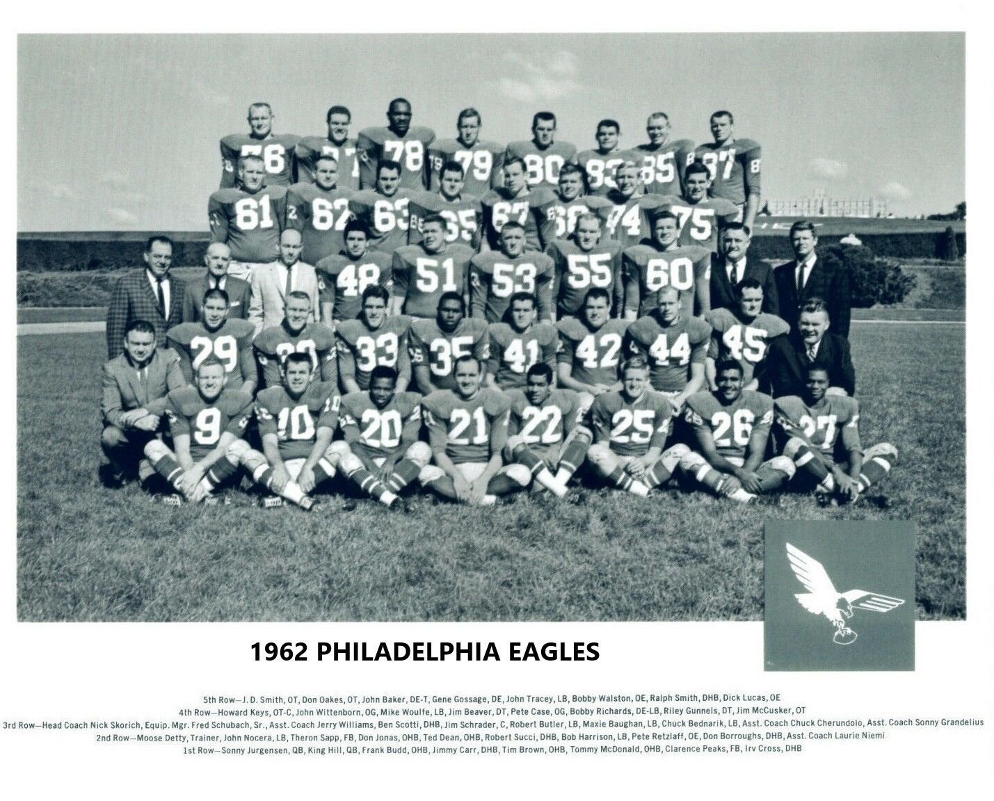 1962 PHILADELPHIA EAGLES 8X10 TEAM PHOTO FOOTBALL NFL PICTURE