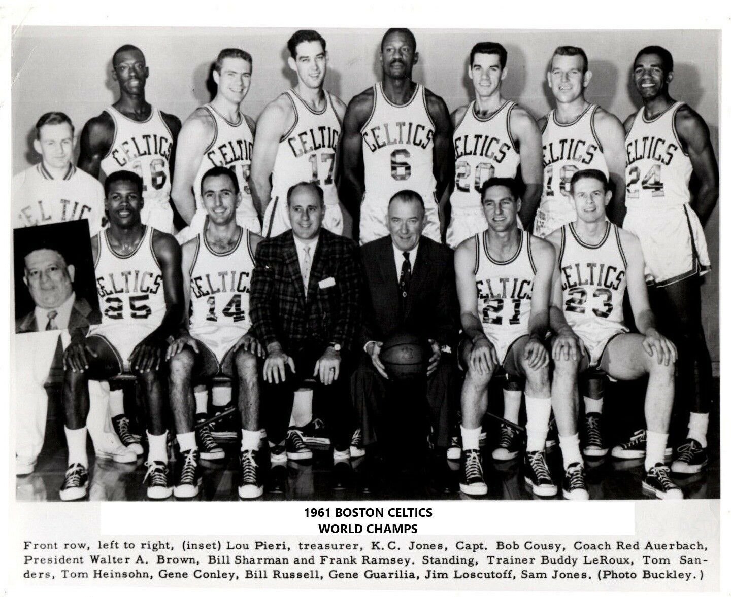 1961 BOSTON CELTICS 8X10 TEAM PHOTO BASKETBALL PICTURE NBA WORLD CHAMPS