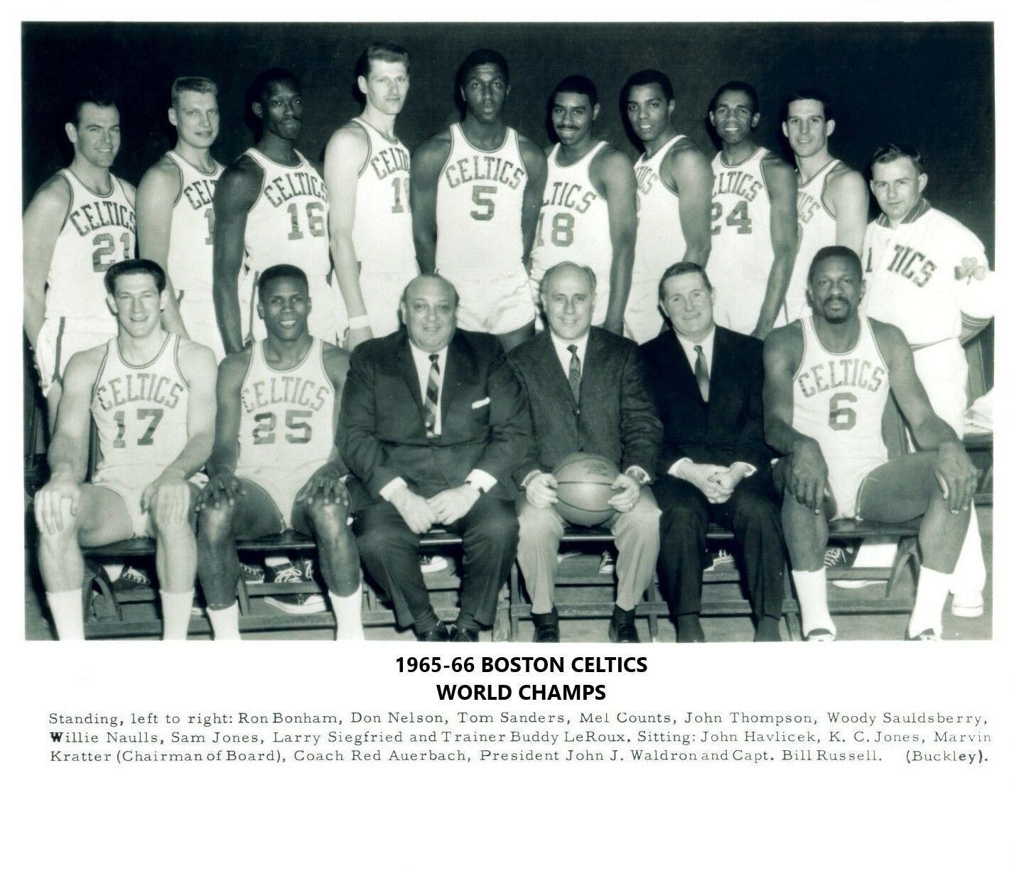 1965-66 Boston Celtics 8x10 Team Photo Basketball Picture Nba World Champs