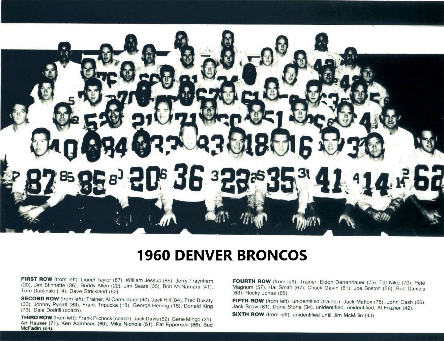 1960 DENVER BRONCOS 8X10 TEAM PHOTO PICTURE AFL FOOTBALL