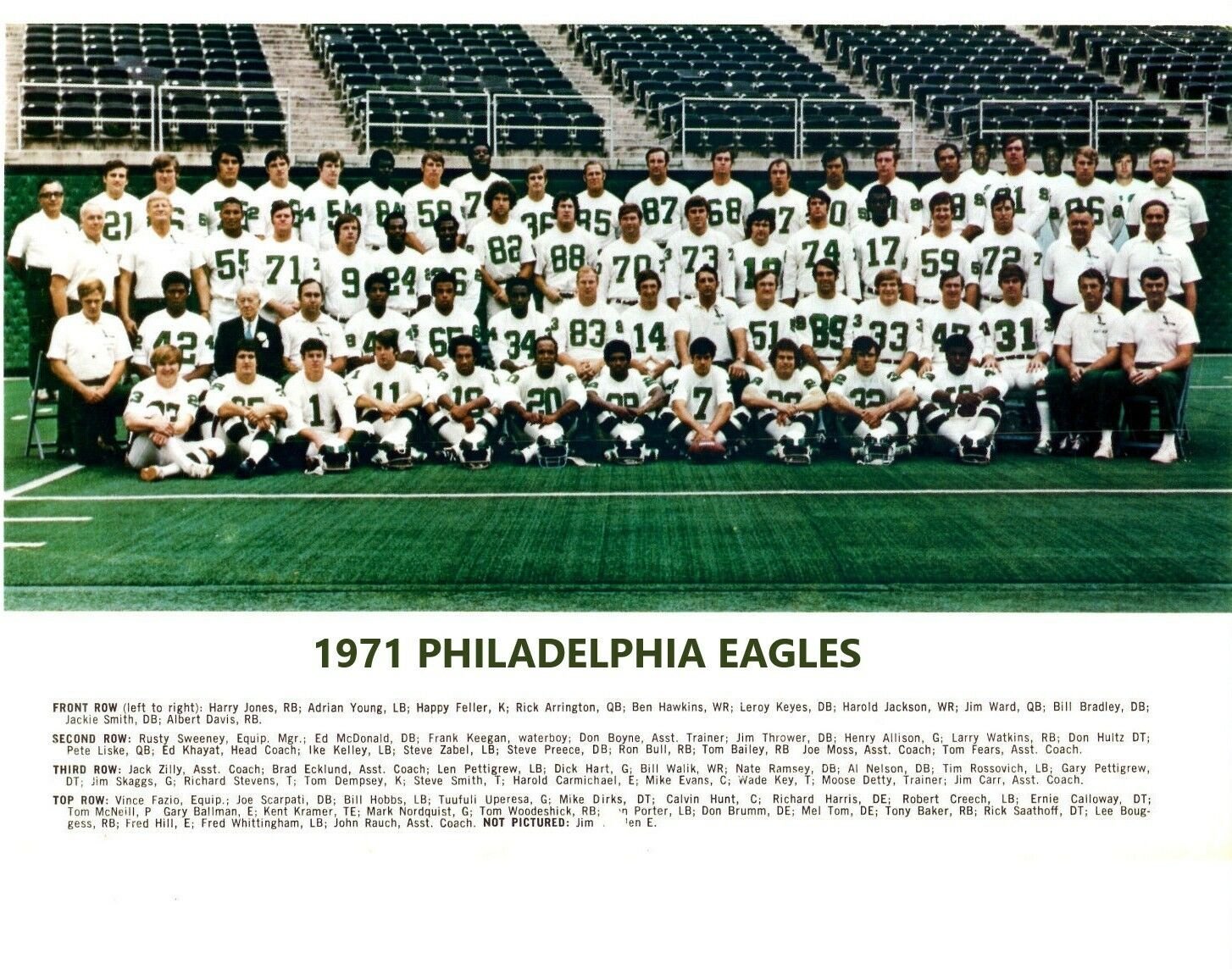 1971 PHILADELPHIA EAGLES 8X10 TEAM PHOTO FOOTBALL NFL PICTURE