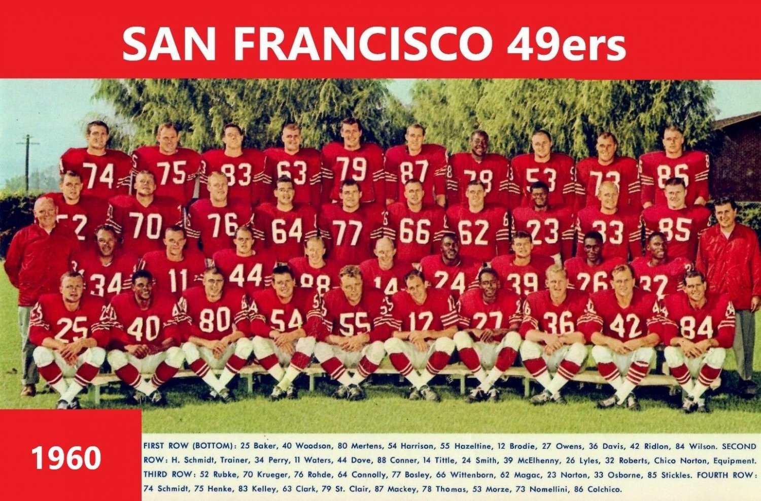 1960 SAN FRANCISCO 49ers 8X10 TEAM PHOTO FOOTBALL PICTURE NINERS NFL