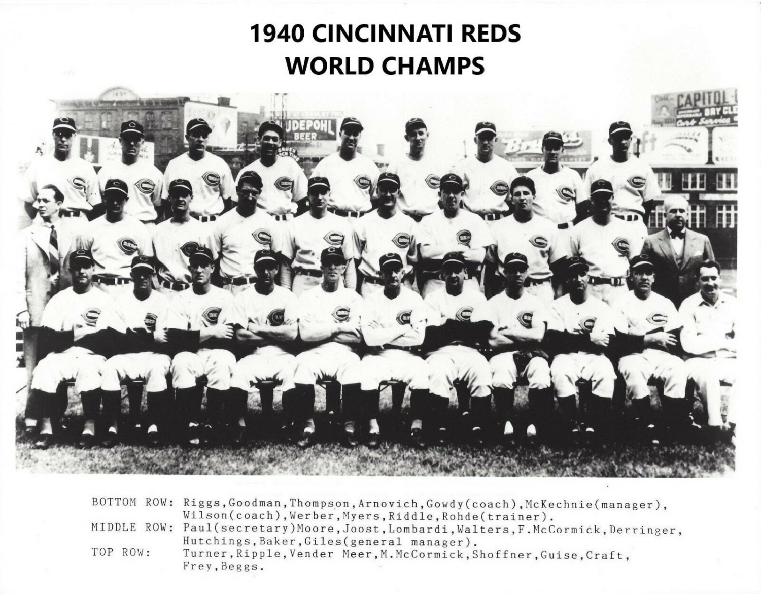 1940 CINCINNATI REDS 8X10 TEAM PHOTO BASEBALL MLB PICTURE WORLD CHAMPS