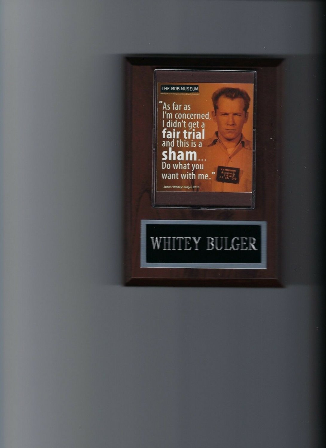 James Whitey Bulger Mug Shot Plaque Mafia Organized Crime Mobster Mob Mag