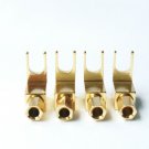 4pcs Hi-Fi Gold Plated Spade Fork Banana Plug For Mcintosh Fisher Eico Adapter
