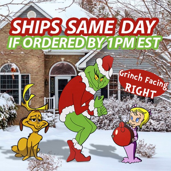 Right Facing Grinch Stealing Christmas Yard Art Grinch, Cindy & Max