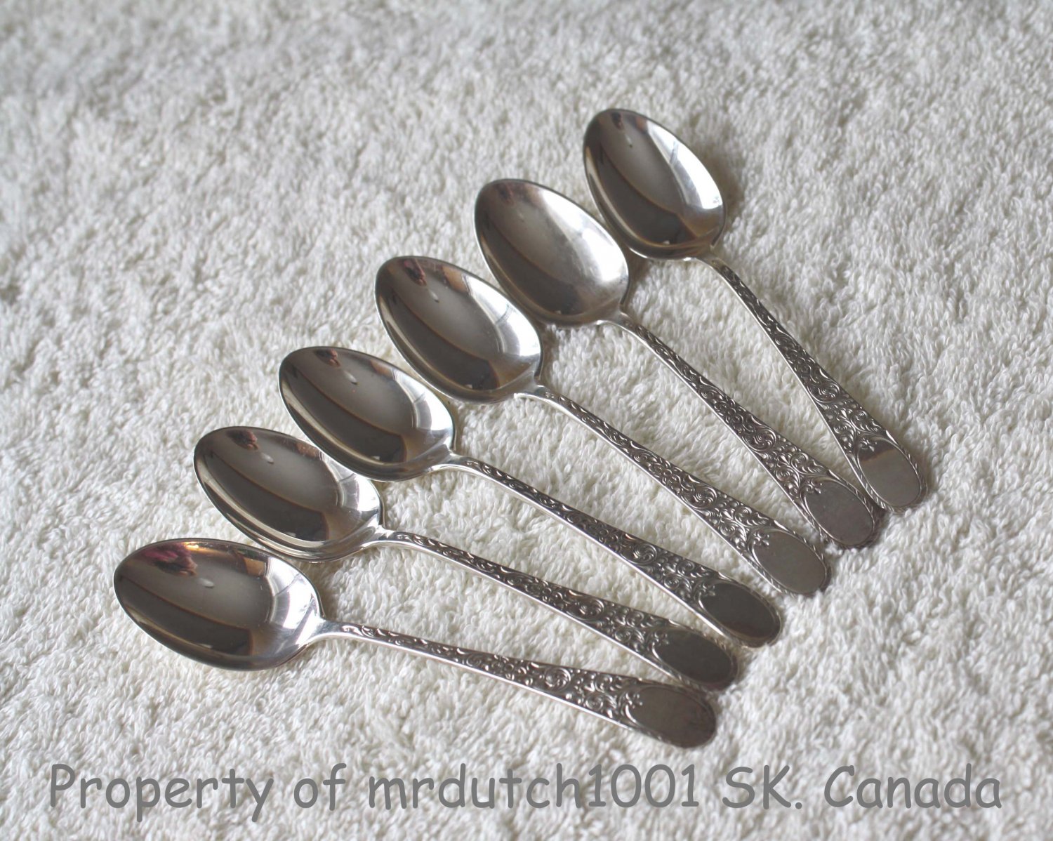 6 Birks London Engraved Sterling 1914 No Monograms Silver Five o'clock Teaspoons
