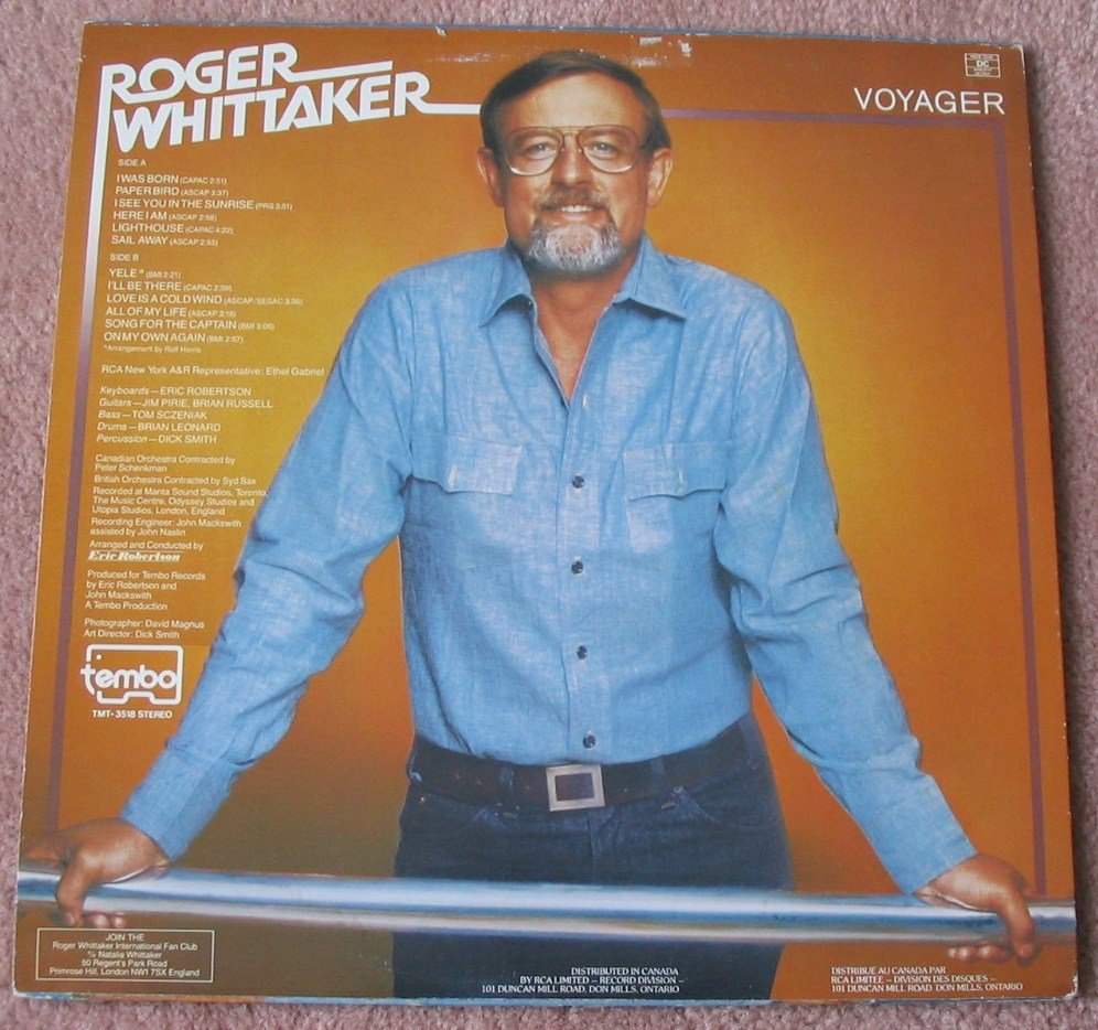 Roger Whittaker 1980 Vinyl LP Record Voyager