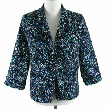 Covington Women's Abstract Blazer Pockets Lined One Button Closure Size Large