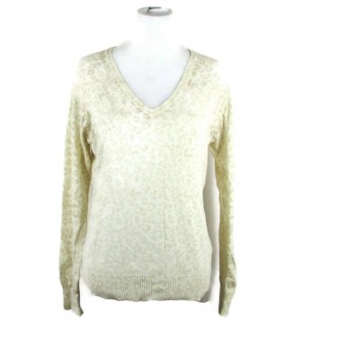 Gap Women's Sweater Pull Over Yellow Beige V Neck Size Large
