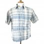 Merona Men's Shirt Linen Blend Button Down Short Sleeve Plaid Lightweight Size M
