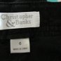 Christopher Banks Women's Capri Cropped Pants Linen Blend Cuffed Size 6 Black