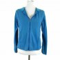 Danskin Womens Hooded Fleece Jacket Size Medium 7/8 Blue/ Teal and White Trim