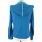 Danskin Womens Hooded Fleece Jacket Size Medium 7/8 Blue/ Teal and White Trim