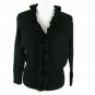 Alfani Petite Women's Cardigan Ruffled Black Ribbed Sleeves Size LP