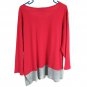 Woman Within 1X Women's Shirt 3/4 Sleeved Crew Neck Pink Gray