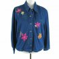 Alfred Dunner Women's Jean Jacket Floral Embroidered Beaded