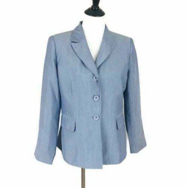 Evan Picone Woman's Blazer Pin Striped Size 12P Gray With White