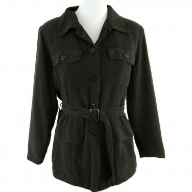 Mixit Women's Silk Jacket Size 10 Brown Lined Belted