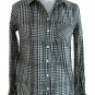 Merona Women's Long Sleeve Button Up Flannel Shirt Black & White Size Small