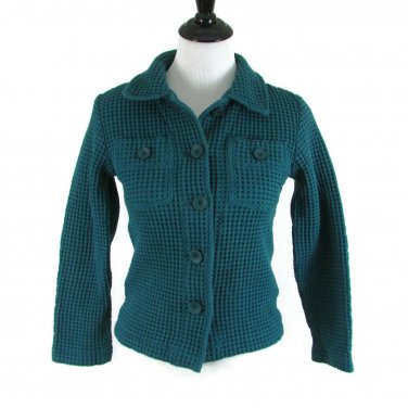 Cabela's Women's  Blazer Jacket Waffle Weave Button-Front Hunter Green Size Sm