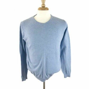 H&M Men's Sweater Cotton Long Sleeve V-Neck Size Large Blue