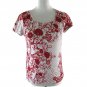Karen Scott Women's Petites Shirt Bead Embellished Size PP Red White