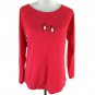 HUE Women's Shirt Long Sleeve Penguins Sleepwear/Lounge/Casual Size Med Coral