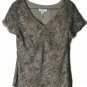 Covington Women's Shirt Lined Semi Sheer Shirt Pullover Top Brown Size 10