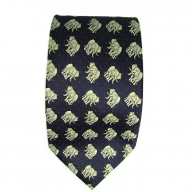 Rene Chagal Men's Neck Tie Silk Flora 59L 3.75W Elephants BOGO 50% Off