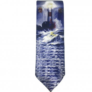 Steven Harris Mens Neck Tie Polyester light house 56 1/4" L 3.5" W BOGO 50% OFF
