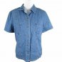 Dressbarn Womens Jean Shirt Blouse Top Cotton Button Down Size 10 Blue