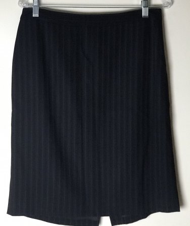 Ann Taylor Women's Skirt Wool Blend Pencil Black Pinstripe Lined Size 10