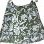 Ann Taylor Women's Skirt Floral Cotton Side Zip Size 10 Green