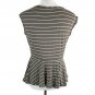 Green Envelope Women's Shirt Striped Sleeveless Size M Brown White