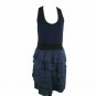 BCBGMaxazria Women's Dress Size Large Sleeveless Ruffled Purple Black Navy