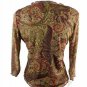 Assoluto Women's Shirt Paisley Lined 3/4 Sleeve V-Neck Multi Color Size Med