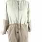 Coldwater Creek Women's Jacket Linen Pockets Drawstring Zip Up Size PM White Tan