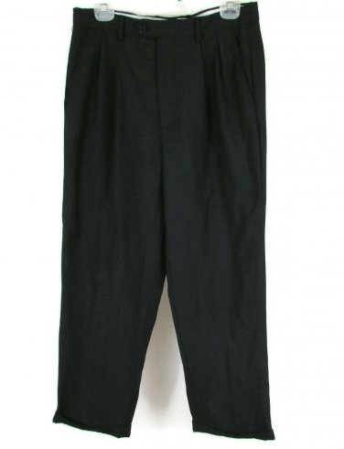 Eddie Domani Men's Wool Blend Dress Pants Pleated Front Size 33/29 1/2 Black