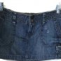 Mossimo Supply Co Cargo Mini Jeans Skirt Cotton Distressed Size 3 Blue