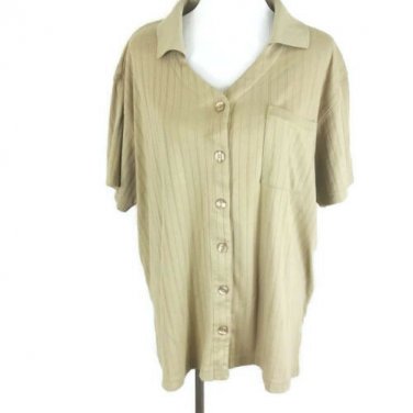 Fashion Bug Women's Shirt Button Down Short Sleeves Size 22/24 Tan
