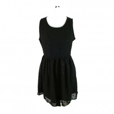Esley Women's Dress Size Med Lined Lace Overlay Polka Dots Black