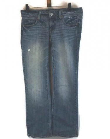 American Eagle Women's Jeans Slim Boot Stretch Distressed Size 6 Short Blue