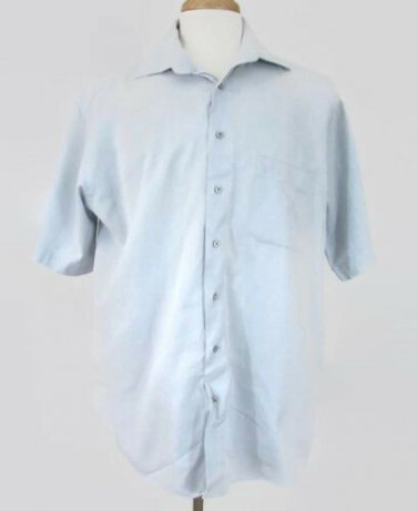 Jean Chatel Paris Men's Dress Shirt Two Ply Button Up Shirt 17/43 Blue White